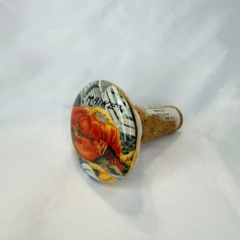 VTG 2003 Paul Brent Lobster Porcelain Wine Bottle Stopper Nautical Cork Maine